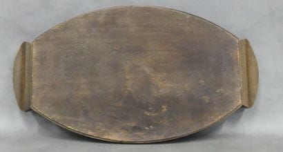 An oval Art Deco wooden tray signed Géronde
decorated...