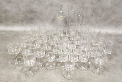 A set of glasses engraved with geometric...