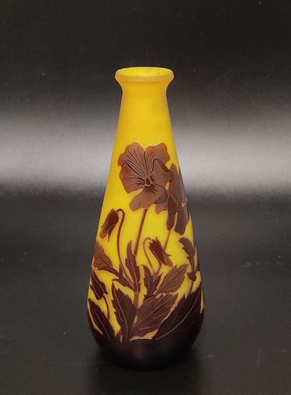 GALLE: a small piriform vase in acid-etched...