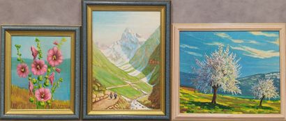 A set of three paintings signed Edouard Rigotti...