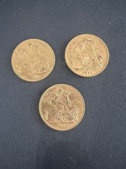 Three gold sovereigns George V 1911