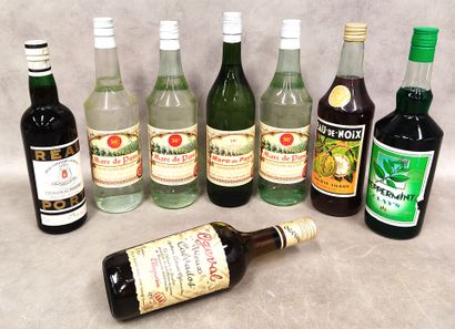 Eight bottles of alcohol:
Four bottles of...