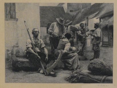 A set of four lithographs:
Embrun color lithograph...