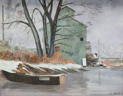 Gaston WALTER: boat in front of the mill
Oil...