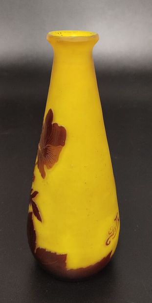 GALLE: a small piriform vase in acid-etched...