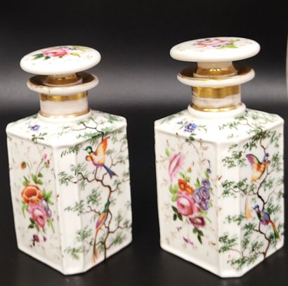A pair of square porcelain bottles from Paris...