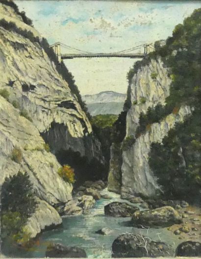 L. PEBEINAS: The Abime Bridge at Cusy
Oil...
