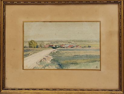 Watercolor: village by the lake
Signed LD...
