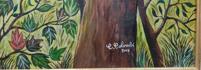 Claudine Colombi: Couple of owls in the foliage
Oil...