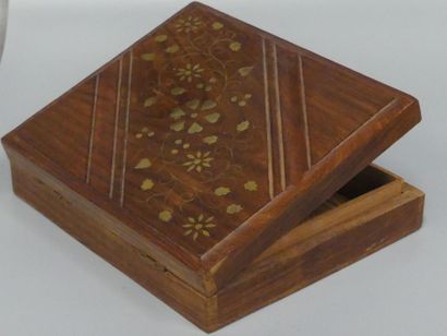 Two wooden boxes,
one with a lid decorated...