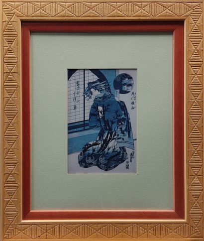 Set of five japonisantes color engravings,...
