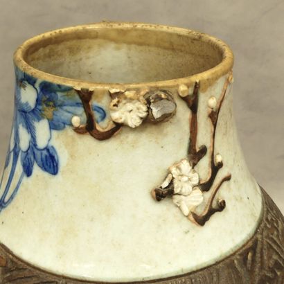 A set of two Nanking ceramic vases with Asian...