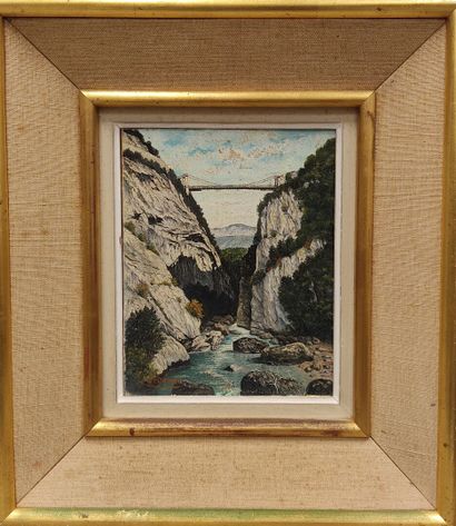L. PEBEINAS: The Abime Bridge at Cusy
Oil...