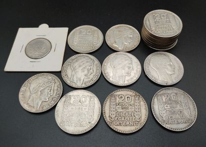 Lot of 17 20 franc Turin silver coins
various...