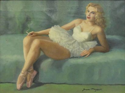 Joan MAJOR: Dancer in tutu smoking a cigarette
Oil...