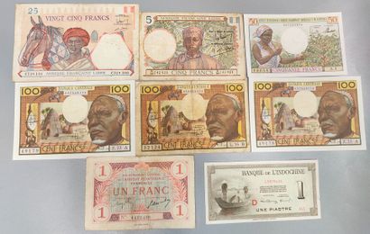 French Colonies - Lot of 8 various banknotes...