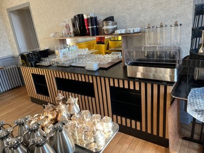 BAR FURNITURE in blackened wood and wood...