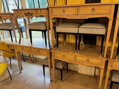 LOT of three style flat desks opening with...