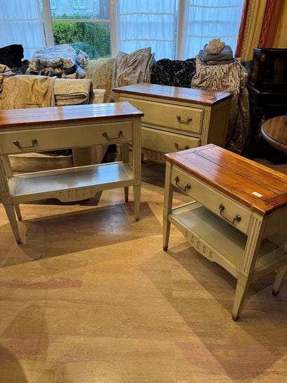 LOT of furniture in white lacquered wood,...
