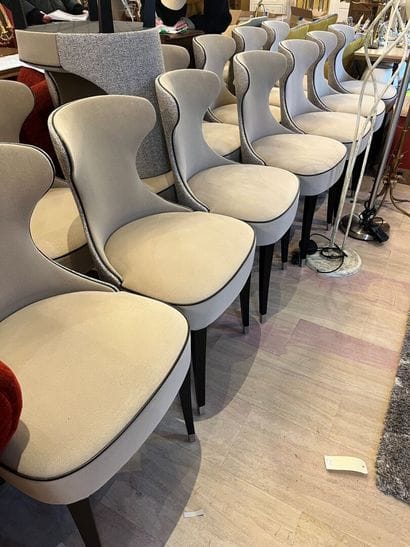 LOT of 15 modern chairs with blackened wood...