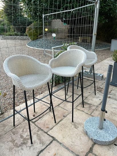 LOT of six metal and plastic bar stools.
As...