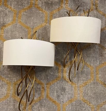 Pair of ormolu sconces with plant motif by...