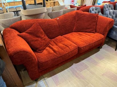 Four-seater sofa in blackened vois and red...