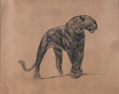 Black Panther Walking, circa 1930, 
Etching,...