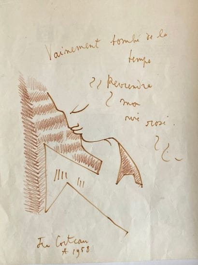 Jean COCTEAU 
Young Man's Head
Felt pen and...