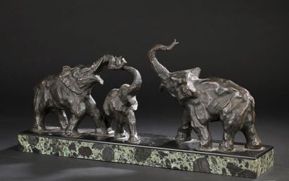 Michel DECOUX (1837-1924) 
Deux éléphants...