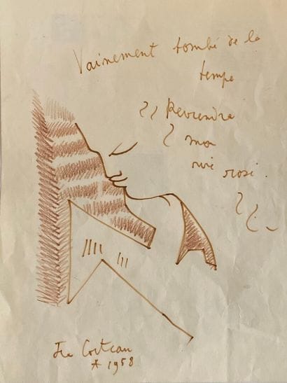 Jean COCTEAU 
Young Man's Head
Felt pen and...