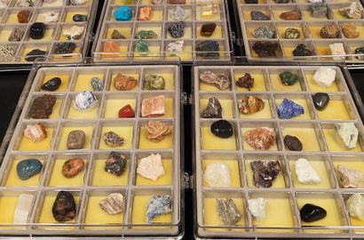Set of five trays of twenty minerals and...
