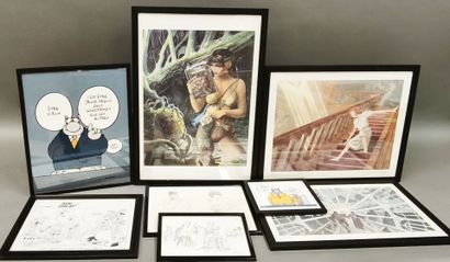 Lot of about 14 various framed pieces
most...