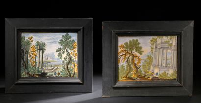 CASTELLI, XVIIIe siècle. 
Deux plaques rectangulaires...