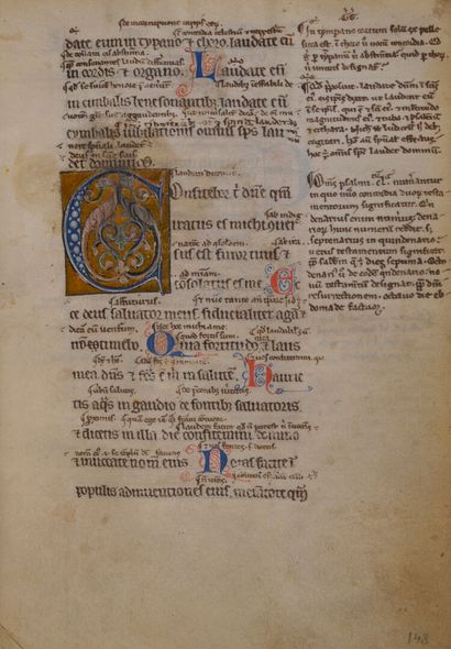 [Manuscrit enluminé. XIIIème siècle]. Psautier...