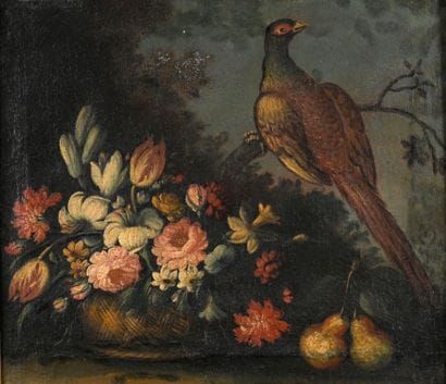 VENITIAN SCHOOL, circa 1770
Peacock and basket...