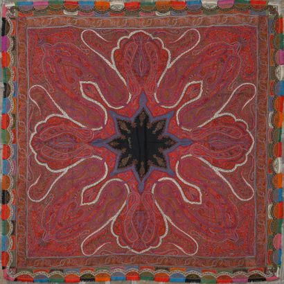 Châle cachemire carré, Inde, Second Empire,...