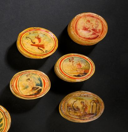 Ensemble de cinq boîtes en bergamote, fin...