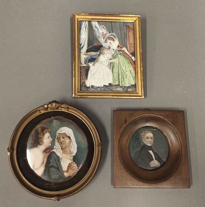 Lot de trois miniatures, XVIIIe
L'une représentant...