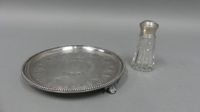 Saupoudroir in cut crystal and silver mount,...