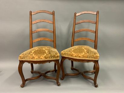 Pair of moulded wooden chairs, Louis XV style...