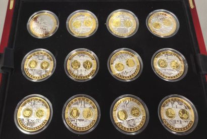 Set of 20 silver and gold-plated coins 
The...