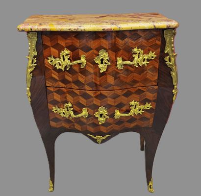 Louis XV-style small curved commode, stamped...