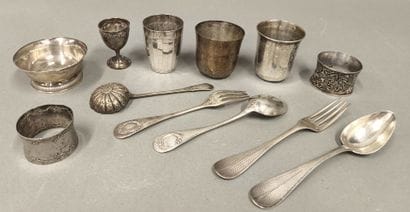 Minerva silver lot including 3 timbales,...