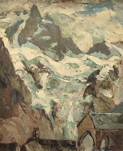 Francis CARIFFA (1890-1975) 
La Meije 
Huile...