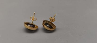 Pair of earrings in yellow gold (eagle),...