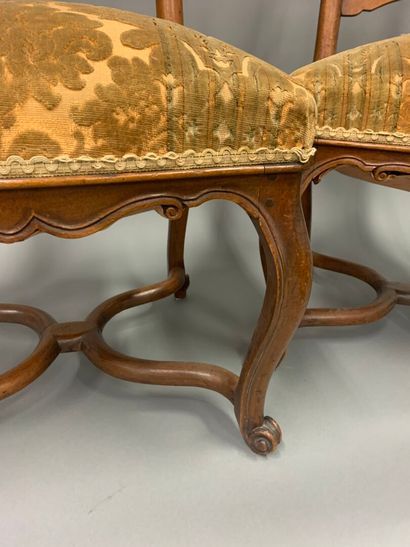 Pair of moulded wooden chairs, Louis XV style...