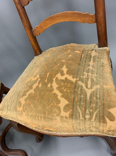 Pair of moulded wooden chairs, Louis XV style...