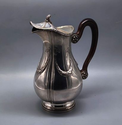 Silver (Minerve) coffee pot on pedestal with...
