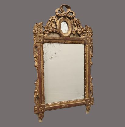 Louis XVI period carved and gilded wood pediment...